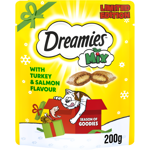 Dreamies Christmas Mix Cat Treats with Turkey & Salmon 200g