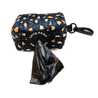 Long Paws Funk The Dog Poo Bag Pouch Green & Gold Leopard