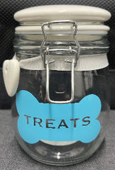 Glass Dog Treat Jar with Ceramic Heart