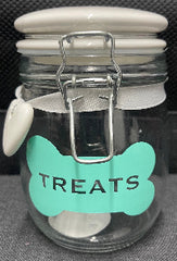 Glass Dog Treat Jar with Ceramic Heart