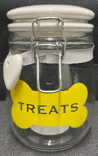 Glass Dog Treat Jar with Ceramic Heart