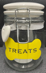 Glass Dog Treat Jar with Ceramic Heart