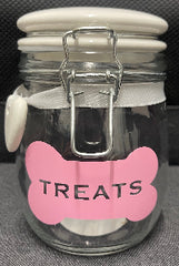 Glass Dog Treat Jar with Ceramic Heart