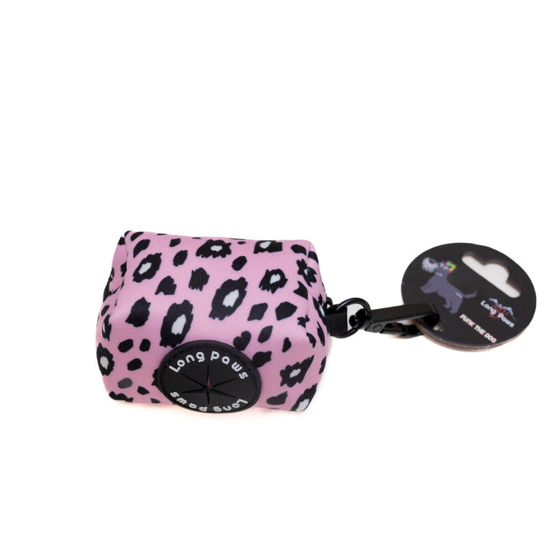 Long Paws Funk The Dog Poo Bag Pouch Pink Leopard